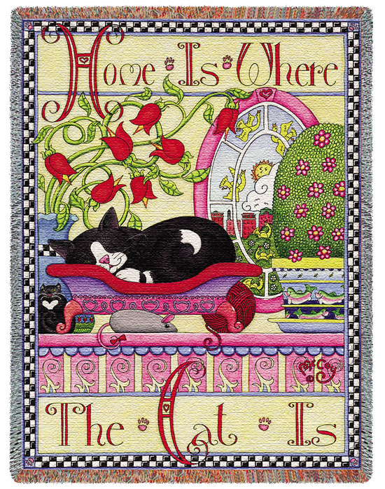 D155-2605-70*54 Home Is Where The Cat Is (Cats) Tapestries: Tapestry gallery - Over 1500 tapestries and tapestry decorating accessories - Finest quality - Wide selection - Competitive prices - Source