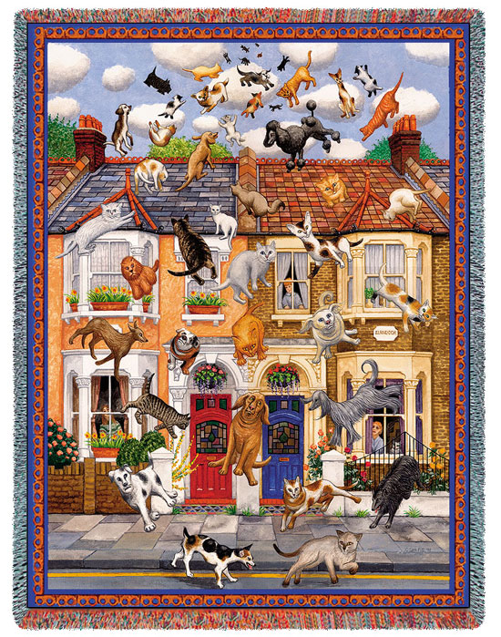 D155-2606-70*57 Raining Cats and Dogs (Cats) Tapestries: Tapestry gallery - Over 1500 tapestries and tapestry decorating accessories - Finest quality - Wide selection - Competitive prices - Source fo