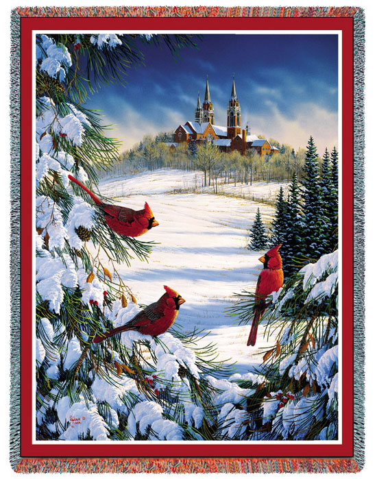 D155-2615-70*54 Cardinals at Holy Hill (Birds) Tapestries: Tapestry gallery - Over 1500 tapestries and tapestry decorating accessories - Finest quality - Wide selection - Competitive prices - Source 