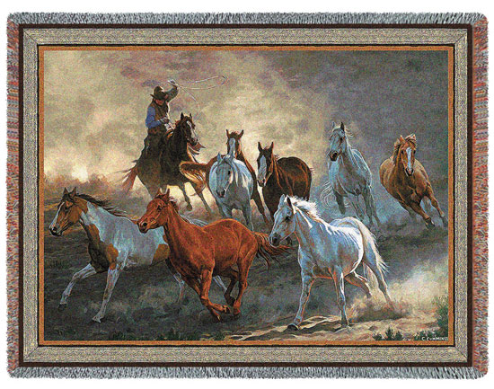 D155-2633-54*70 Tumalo Round Up (Equestrian)  Tapestries: Tapestry gallery - Over 1500 tapestries and tapestry decorating accessories - Finest quality - Wide selection - Competitive prices - Source f