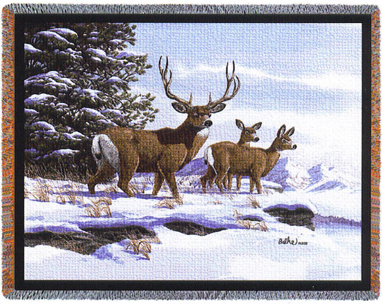 D155-2635-54*70 Mule Deer (Lodge) Throw Tapestries: Tapestry gallery - Over 1500 tapestries and tapestry decorating accessories - Finest quality - Wide selection - Competitive prices - Source for who