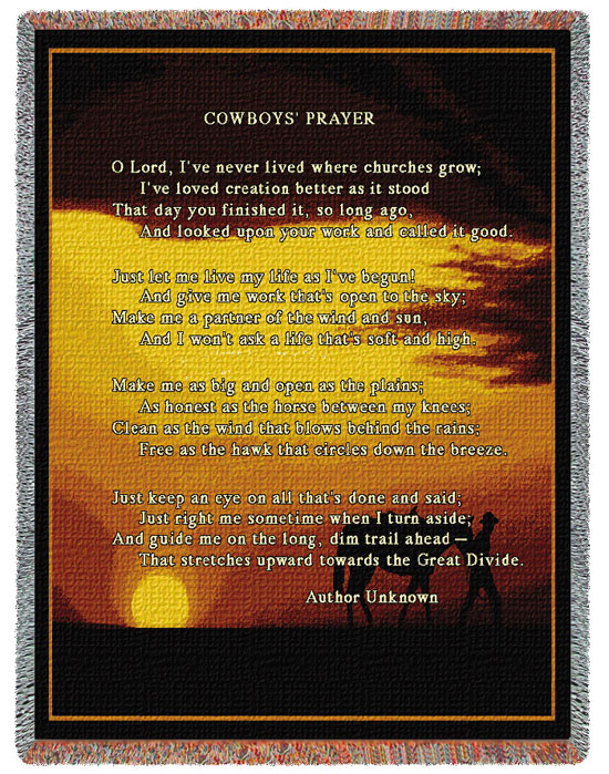 D155-2663-70*54 Cowboys Prayer (Western) Tapestries: Tapestry gallery - Over 1500 tapestries and tapestry decorating accessories - Finest quality - Wide selection - Competitive prices - Source for wh