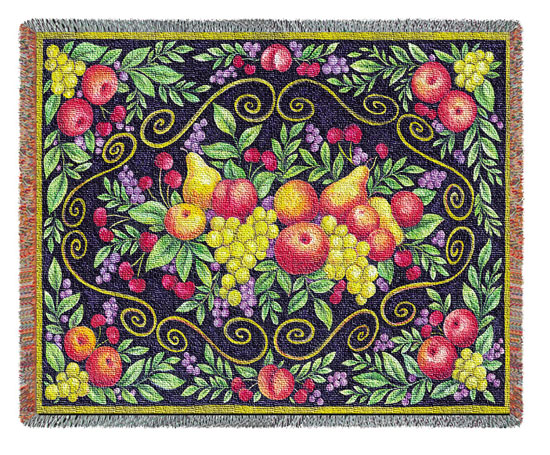 D155-2752-54*70 Fruit Design on Black (Botanicals) Tapestries: Tapestry gallery - Over 1500 tapestries and tapestry decorating accessories - Finest quality - Wide selection - Competitive prices - Sou