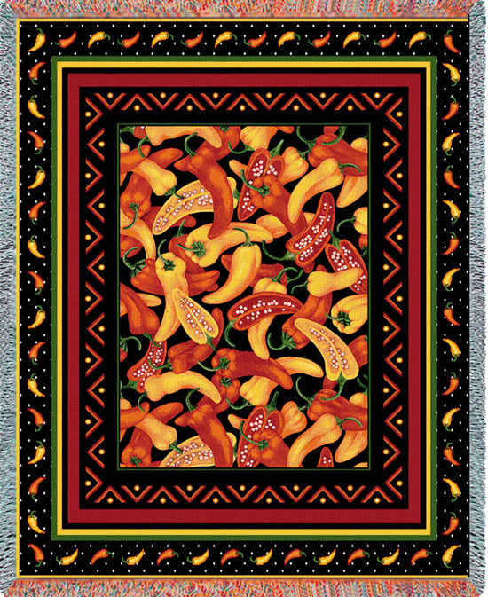 D155-2753-70*54 Chili Peppers (Botanicals) Tapestries: Tapestry gallery - Over 1500 tapestries and tapestry decorating accessories - Finest quality - Wide selection - Competitive prices - Source for 