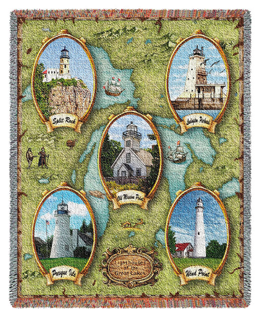 D155-2768-70*54 Lighthouses of the Great Lakes II (Lighthouses) Tapestries: Tapestry gallery - Over 1500 tapestries and tapestry decorating accessories - Finest quality - Wide selection - Competitive