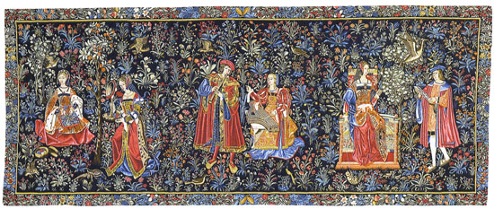 D155-2798-36*92 Courtly Scene Tapestries: Tapestry gallery - Over 1500 tapestries and tapestry decorating accessories - Finest quality - Wide selection - Competitive prices - Source for wholesale tap