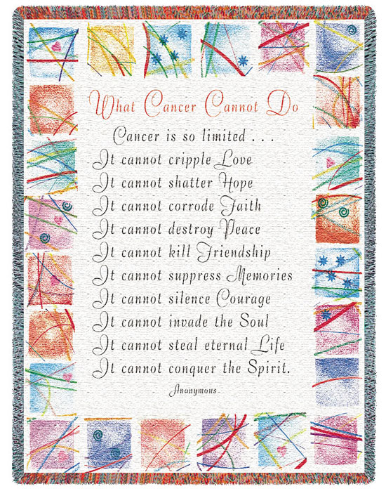 D155-2817-70*54 What Cancer Cannot Do (Inspirational) Tapestries: Tapestry gallery - Over 1500 tapestries and tapestry decorating accessories - Finest quality - Wide selection - Competitive prices - 