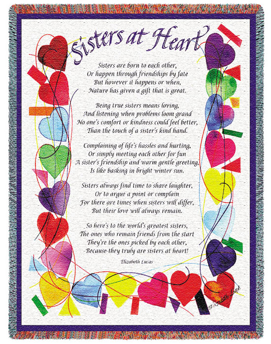 D155-2819-70*54 Sisters at Heart (Inspirational) Tapestries: Tapestry gallery - Over 1500 tapestries and tapestry decorating accessories - Finest quality - Wide selection - Competitive prices - Sourc