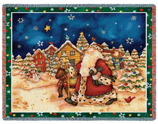 D155-2852-70*54 Walking Santa (Holidays) Tapestries: Tapestry gallery - Over 1500 tapestries and tapestry decorating accessories - Finest quality - Wide selection - Competitive prices - Source for wh