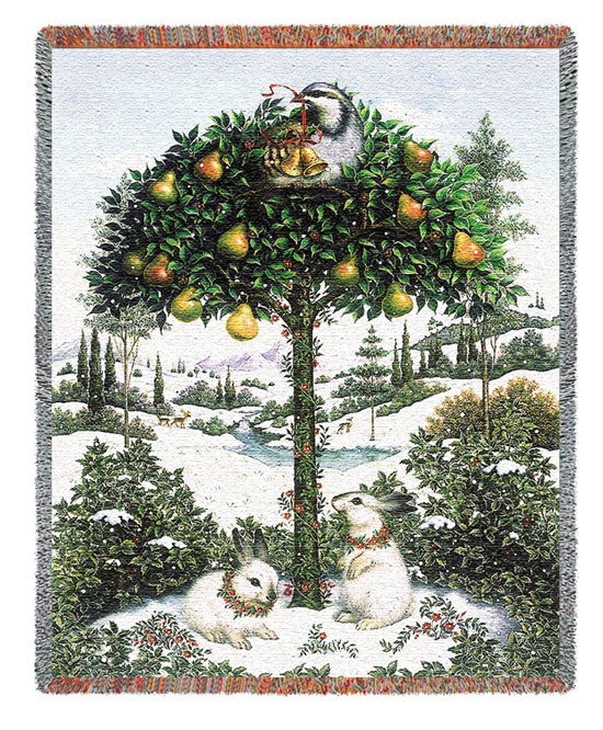 D155-2863-70*54 Partridge in a Pear Tree (Holidays) Tapestries: Tapestry gallery - Over 1500 tapestries and tapestry decorating accessories - Finest quality - Wide selection - Competitive prices - So