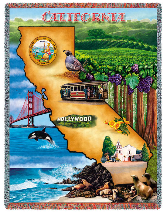 D155-3054-70*54 California (States) Tapestries: Tapestry gallery - Over 1500 tapestries and tapestry decorating accessories - Finest quality - Wide selection - Competitive prices - Source for wholesa