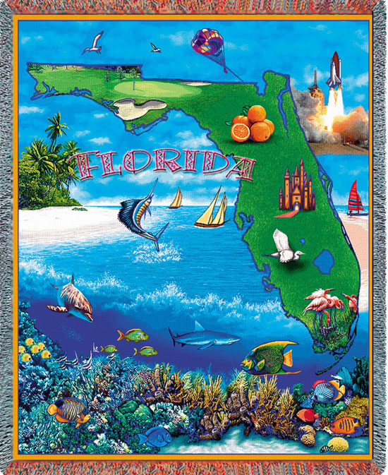D155-3056-70*54 Florida (States) Tapestries: Tapestry gallery - Over 1500 tapestries and tapestry decorating accessories - Finest quality - Wide selection - Competitive prices - Source for wholesale 