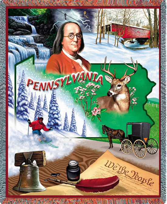 D155-3061-70*54 Pennsylvania (States) Tapestries: Tapestry gallery - Over 1500 tapestries and tapestry decorating accessories - Finest quality - Wide selection - Competitive prices - Source for whole