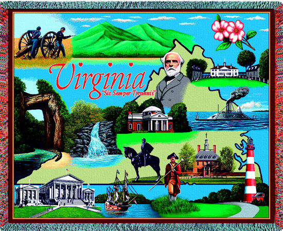 D155-3078-54*70 Virginia (States) Tapestries: Tapestry gallery - Over 1500 tapestries and tapestry decorating accessories - Finest quality - Wide selection - Competitive prices - Source for wholesale