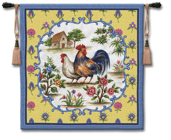 D155-3081-53*53 Country Roosters Tapestries: Tapestry gallery - Over 1500 tapestries and tapestry decorating accessories - Finest quality - Wide selection - Competitive prices - Source for wholesale 