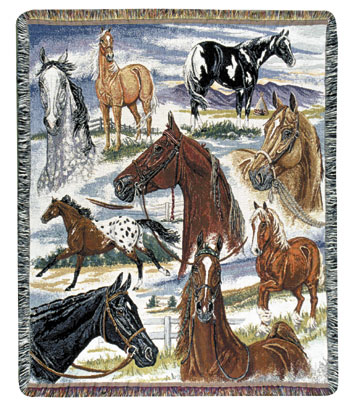 D155-3124-60*50 Horse Sense (Animal Friends) Tapestries: Tapestry gallery - Over 1500 tapestries and tapestry decorating accessories - Finest quality - Wide selection - Competitive prices - Source fo