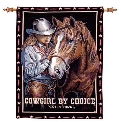 D155-3129-36*27 Cowgirl by Choice Wall Tapestry Tapestries: Tapestry gallery - Over 1500 tapestries and tapestry decorating accessories - Finest quality - Wide selection - Competitive prices - Source