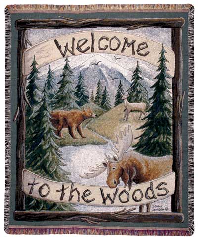 D155-3139-60*50 Welcome To The Woods (Outdoor Retreat) Tapestries: Tapestry gallery - Over 1500 tapestries and tapestry decorating accessories - Finest quality - Wide selection - Competitive prices -