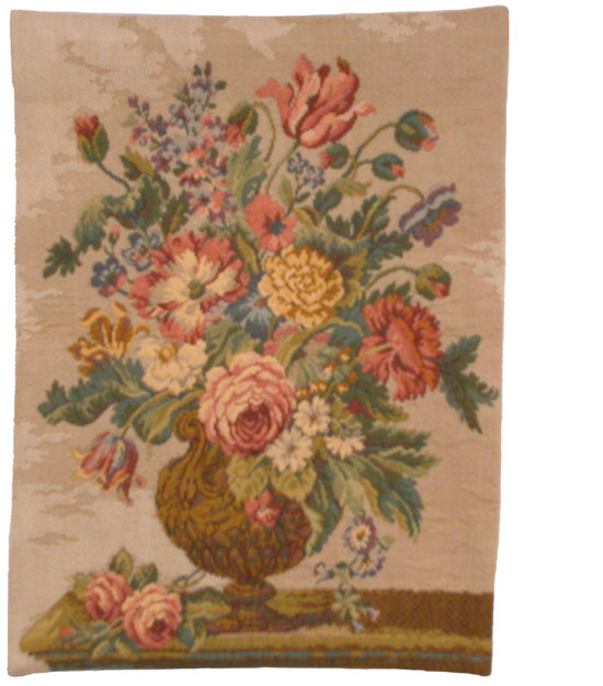 D155-3210-19*14 Vase with Flowers (Beige) Tapestries: Tapestry gallery - Over 1500 tapestries and tapestry decorating accessories - Finest quality - Wide selection - Competitive prices - Source for w
