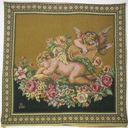D155-482-16*16 Angel (Cushion) Tapestries: Tapestry gallery - Over 1500 tapestries and tapestry decorating accessories - Finest quality - Wide selection - Competitive prices - Source for wholesale ta