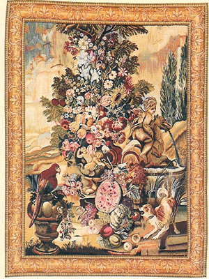 D155-487-45*35 Bouquet Au Perroquet (7738) Tapestries: Tapestry gallery - Over 1500 tapestries and tapestry decorating accessories - Finest quality - Wide selection - Competitive prices - Source for 