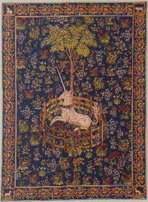 D155-493-58*44 Licorne Captive (8071) Tapestries: Tapestry gallery - Over 1500 tapestries and tapestry decorating accessories - Finest quality - Wide selection - Competitive prices - Source for whole