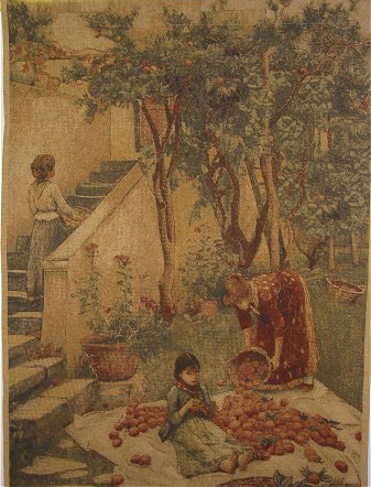 D155-702-76*54 The Orange Gatherers Tapestries: Tapestry gallery - Over 1500 tapestries and tapestry decorating accessories - Finest quality - Wide selection - Competitive prices - Source for wholesa