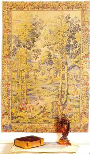 D155-708-78*52 Hunting Scene and Cabbage Leaves Tapestries: Tapestry gallery - Over 1500 tapestries and tapestry decorating accessories - Finest quality - Wide selection - Competitive prices - Source