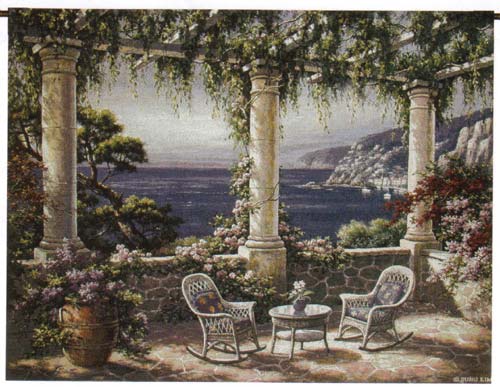 D155-763-40*54 Mediterranean Terrace Tapestries: Tapestry gallery - Over 1500 tapestries and tapestry decorating accessories - Finest quality - Wide selection - Competitive prices - Source for wholes