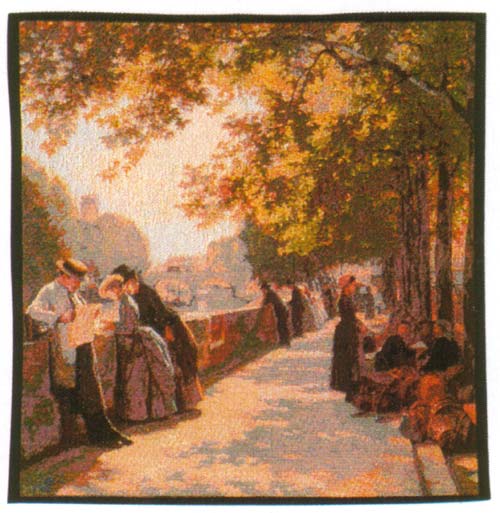 D155-887-19*19 Bank of the River Seine (7710) Tapestries: Tapestry gallery - Over 1500 tapestries and tapestry decorating accessories - Finest quality - Wide selection - Competitive prices - Source f