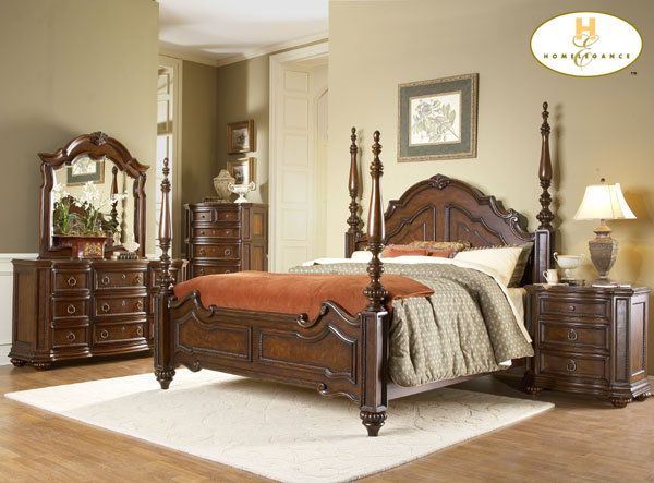 D158-1390-1+4+5 Prenzo Collection Cherry Bedroom Set (Queen Size Bed, Nightstand, Dresser)