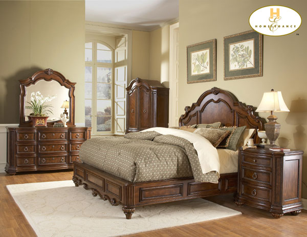 D158-1390LP-1+4+5 Prenzo Collection Cherry Bedroom Set (Queen Size Bed, Nightstand, Dresser)