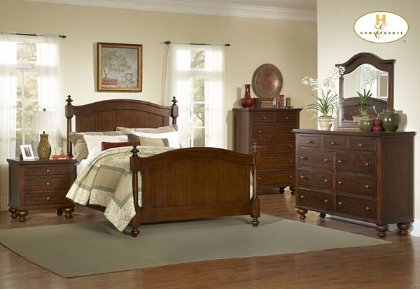 D158-1422-1+4+5 Aris Collection Cherry Bedroom Set (Queen Size Bed, Nightstand, Dresser)
