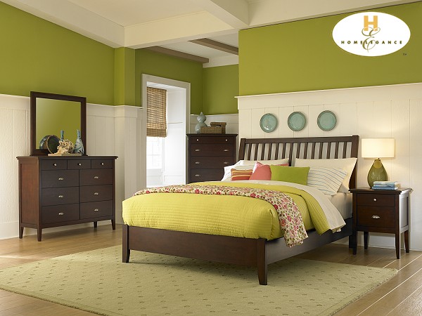 D158-1475-1+4+5 Pasadena Collection Cherry Bedroom Set (Queen Size Bed, Nightstand, Dresser)