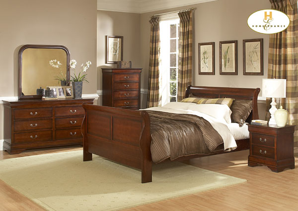 D158-549-1+4+5 Chateau Brown Collection Cherry Bedroom Set (Queen Size Bed, Nightstand, Dresser)