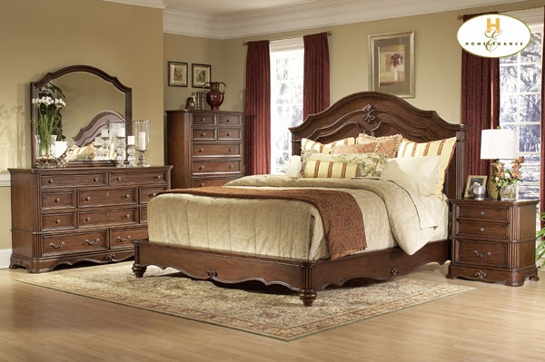 D158-558-1+4+5 Stranfordson Collection Cherry Bedroom Set (Queen Size Bed, Nightstand, Dresser)