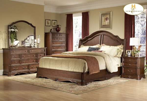 D158-558SL-1+4+5 Stranfordson Collection Cherry Bedroom Set (Queen Size Bed, Nightstand, Dresser)