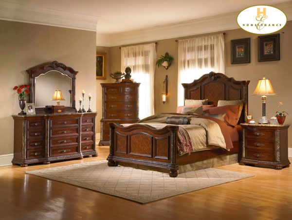 D158-564-1+4+5 Catalina Collection Cherry Bedroom Set (Queen Size Bed, Nightstand, Dresser)