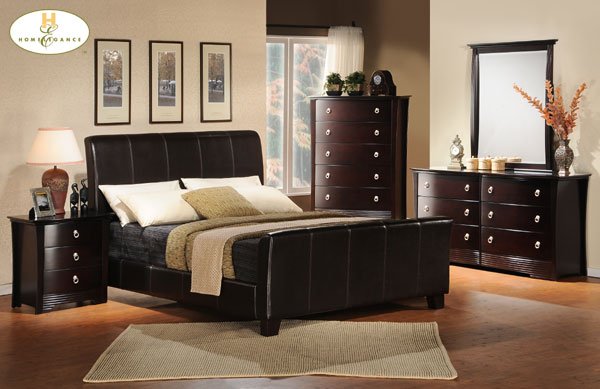 D158-5785-1+4+5 Syracuse II Collection Merlot Bedroom Set (Queen Size Bed, Nightstand, Dresser)