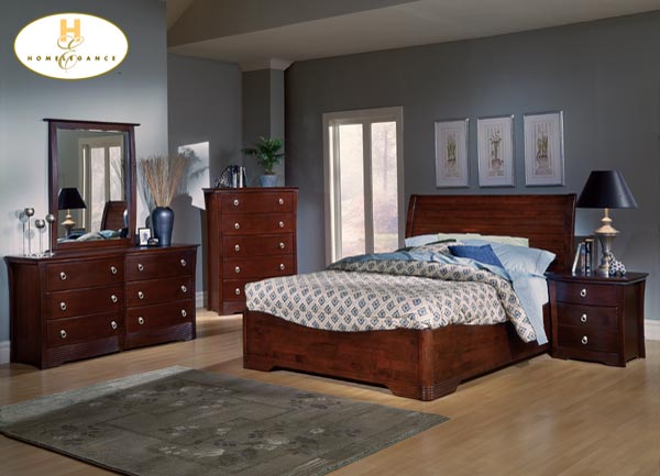 D158-578LP-1+4+5 Syracuse Collection Merlot Bedroom Set (Queen Size Bed, Nightstand, Dresser)