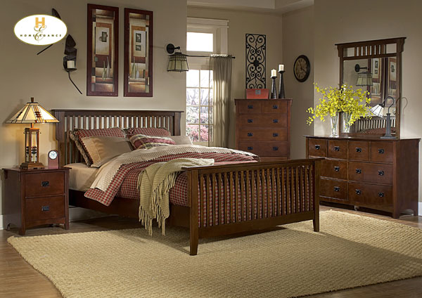 D158-675-1+4+5 Canton Maloney Collection Cherry Bedroom Set (Queen Size Bed, Nightstand, Dresser)