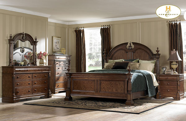D158-834-1+4+5 English Manor Collection Mahogany Bedroom Set (Queen Size Bed, Nightstand, Dresser)