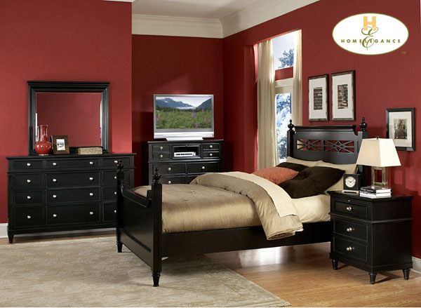 D158-839-1+4+5 Straford Collection Black Bedroom Set (Queen Size Bed, Nightstand, Dresser)