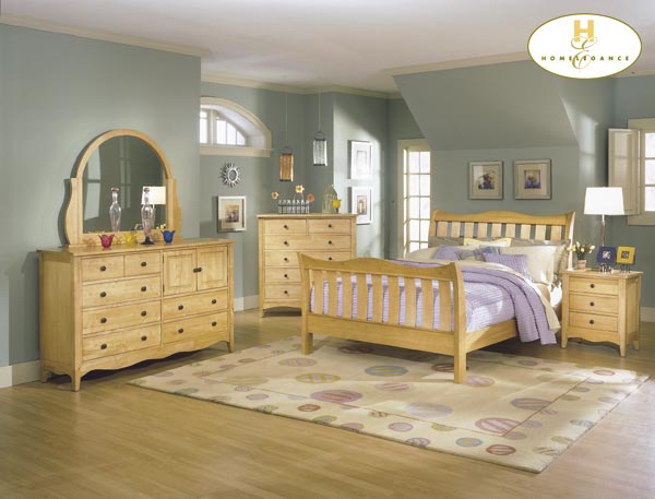 D158-867-1+4+5 Brookwood Collection Solid Hardwood Bedroom Set (Queen Size Bed, Nightstand, Dresser)