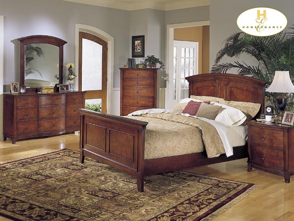 D158-954-1+4+5 Avalon Collection Cherry Bedroom Set (Queen Size Bed, Nightstand, Dresser)