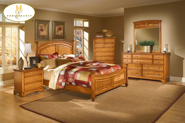 D158-982-1+4+5 Laurel Heights Collection Oak Bedroom Set (Queen Size Bed, Nightstand, Dresser)