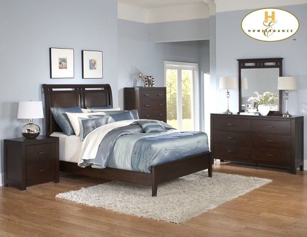 D158-989-1+4+5 Topline Collection Brown Bedroom Set (Queen Size Bed, Nightstand, Dresser)