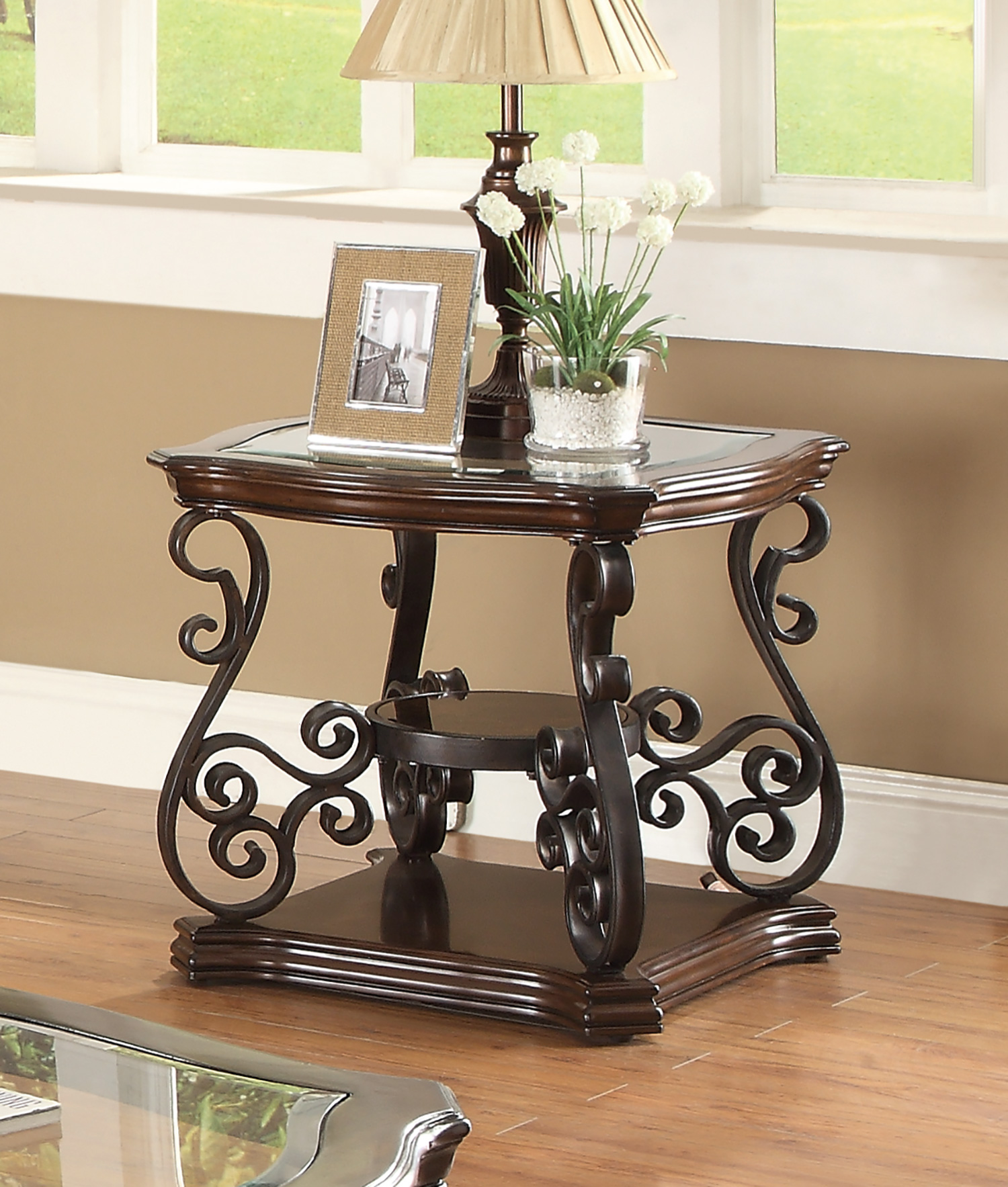 D159-702447 By Coaster End Table Dark Brown Finish