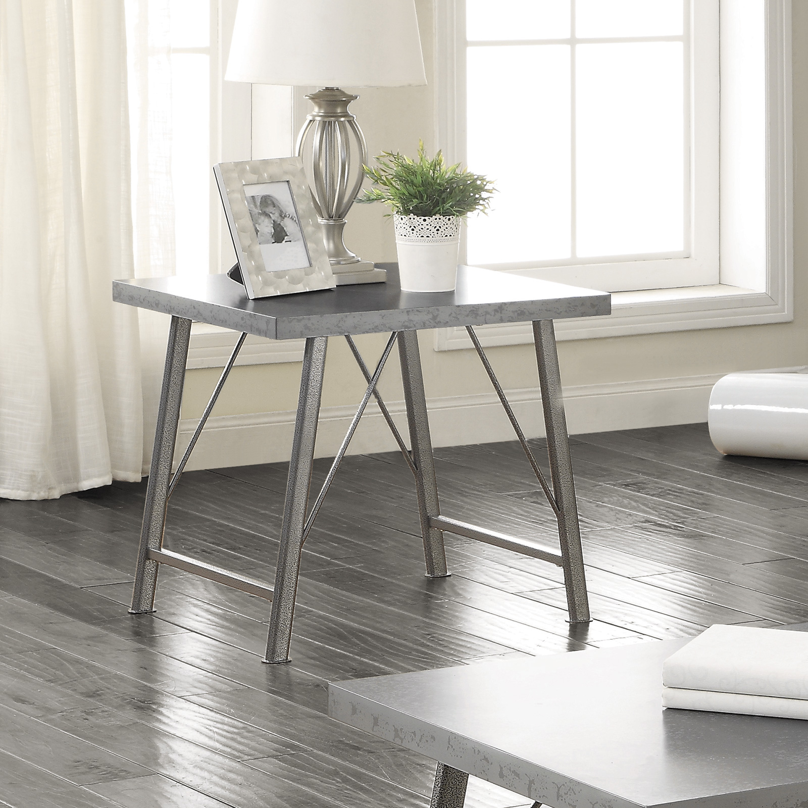 D159-703757 By Coaster End Table Deep Zinc Finish