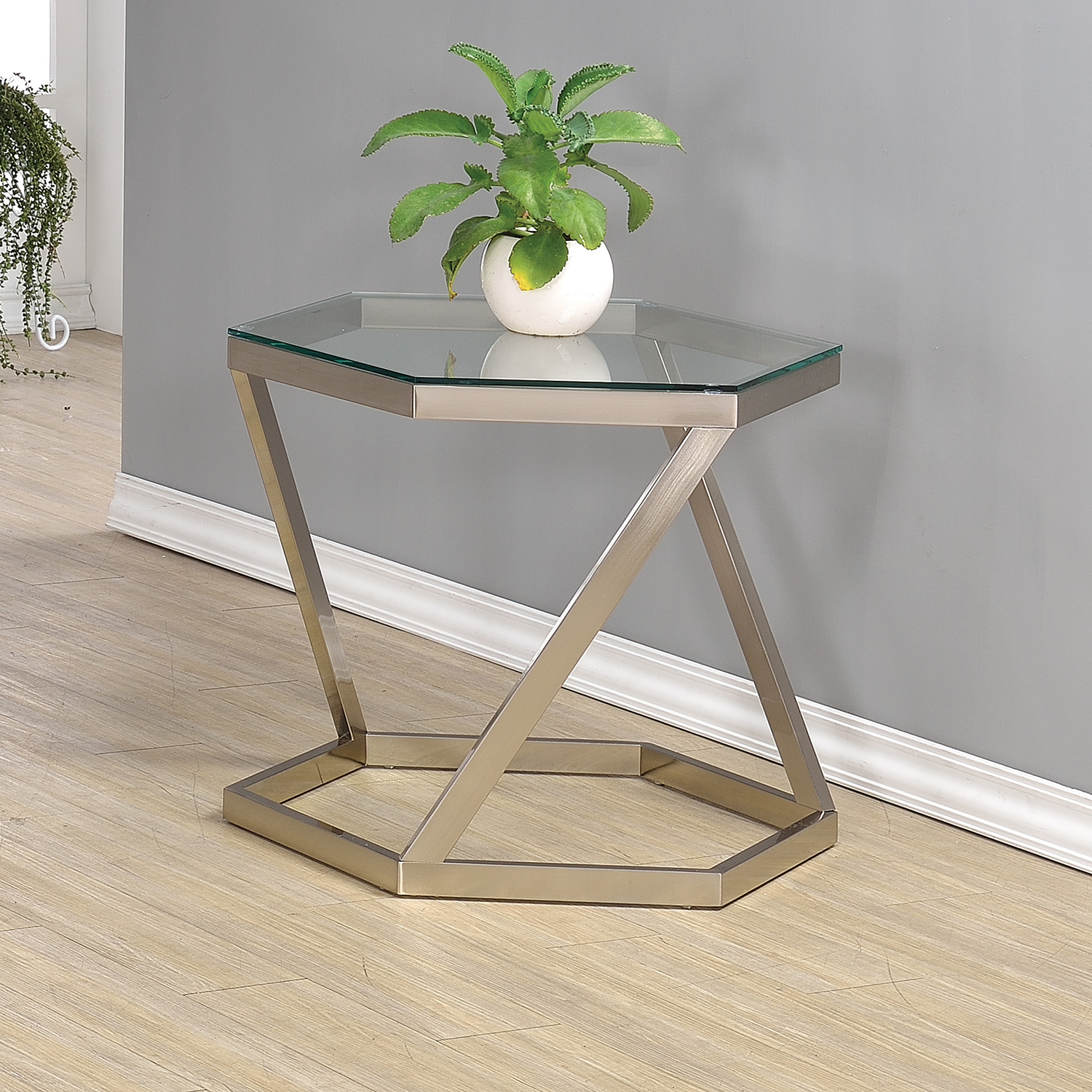 D159-704007 By Coaster End Table Nickel Finish